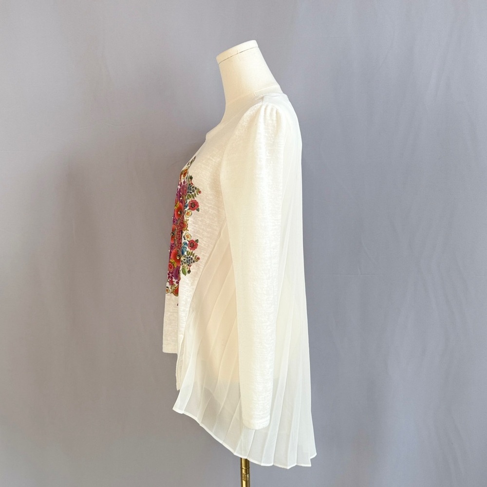Desigual Women's White Top with Colorful Floral Design Size Small - Picture 2 of 8